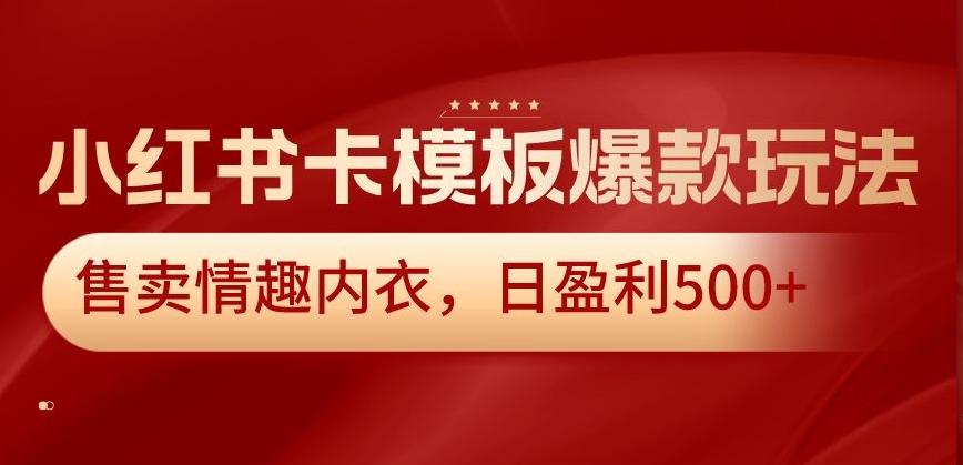 小红书卡模板爆款玩法，售卖情趣内衣，日盈利500+【揭秘】-识享社
