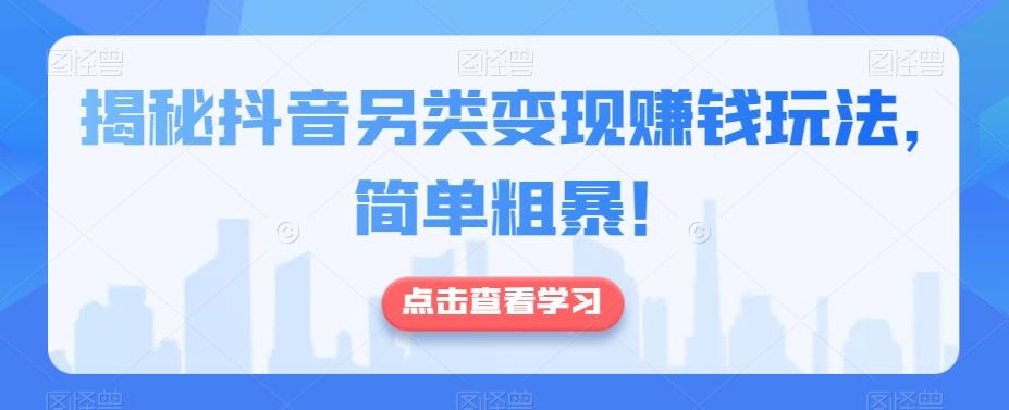 揭秘抖音另类变现赚钱玩法，简单粗暴！-识享社