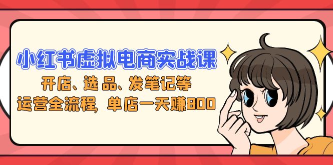 小红书虚拟电商实战课：开店、选品、发笔记等运营全流程，单店一天赚800-识享社