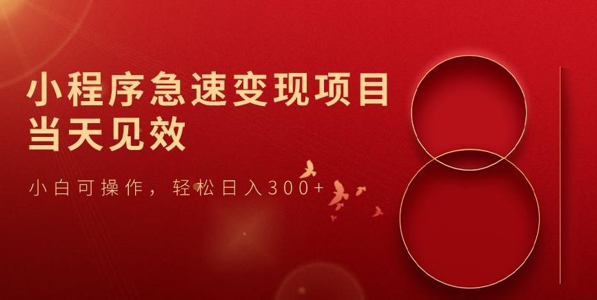 小程序急速变现项目，当天见效，小白可操作，轻松日入300+-识享社