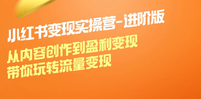 小红书变现实操营进阶版：从内容创作到盈利变现，带你玩转流量变现-识享社