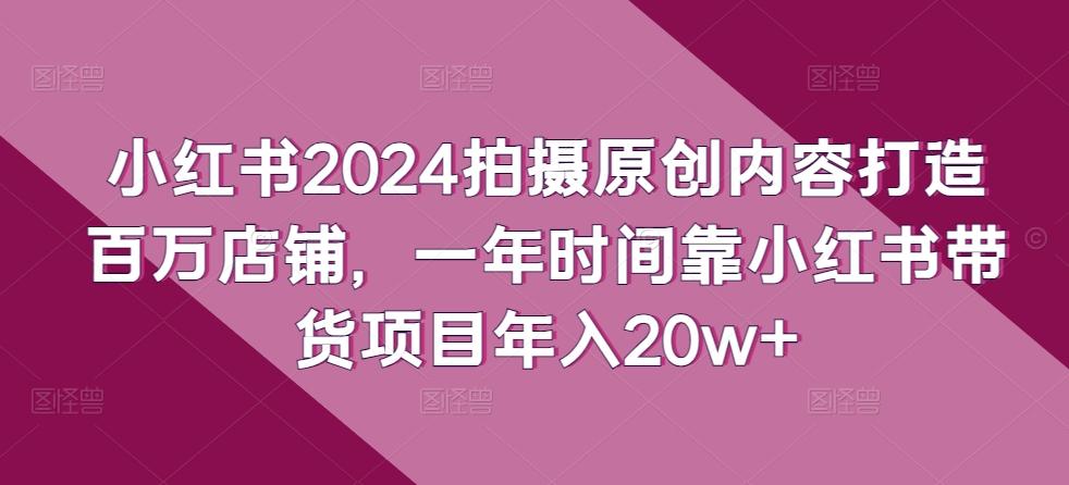 小红书2024拍摄原创内容打造百万店铺，一年时间靠小红书带货项目年入20w+-识享社