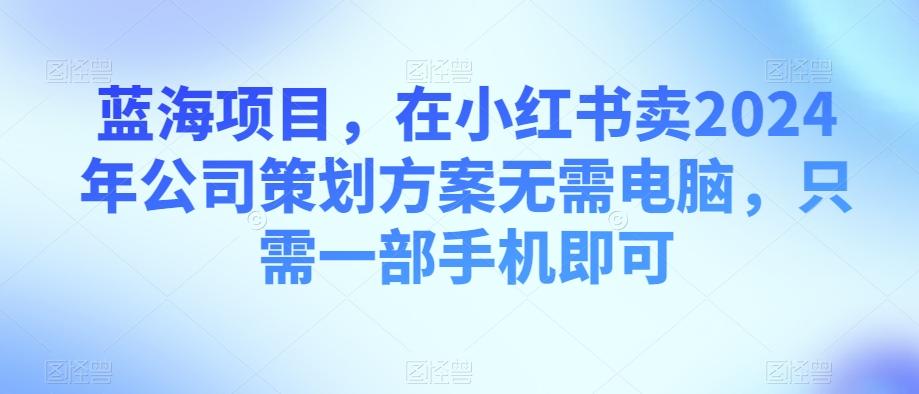 蓝海项目，在小红书卖2024年公司策划方案无需电脑，只需一部手机即可-识享社
