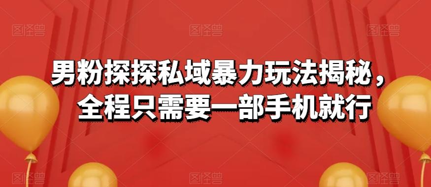 男粉探探私域暴力玩法揭秘，全程只需要一部手机就行-识享社