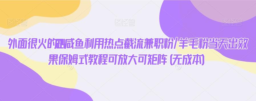 外面很火的2024咸鱼利用热点截流兼职粉/羊毛粉当天出效果保姆式教程可放大可矩阵(无成本)-识享社