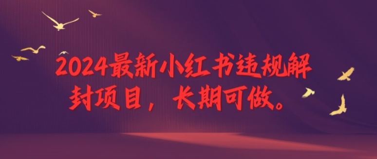 2024最新小红书违规解封项目，长期可做，一个可以做到退休的项目【揭秘】-识享社
