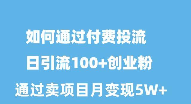 如何通过付费投流日引流100+创业粉月变现5W+-识享社