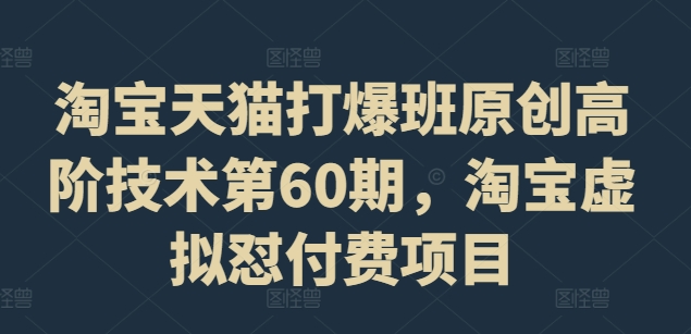 淘宝天猫打爆班原创高阶技术第60期，淘宝虚拟怼付费项目-识享社