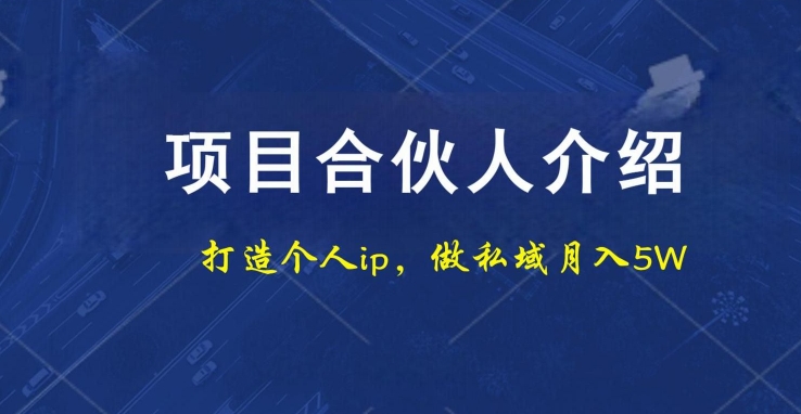 项目合伙人项目，打造个人IP，做私域月入5W，小白勿扰-识享社
