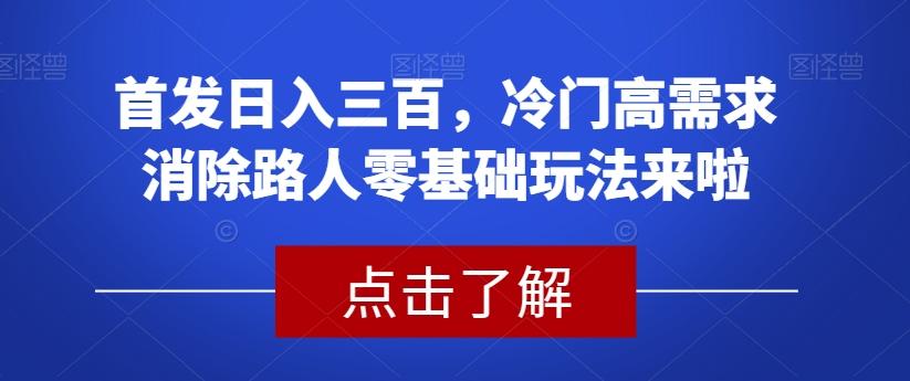 首发日入三百,冷门高需求消除路人零基础玩法来啦【揭秘】-识享社