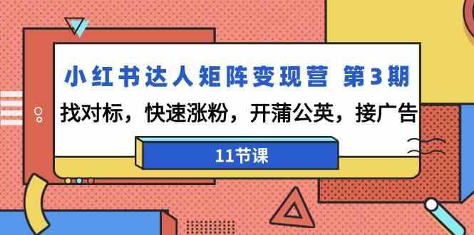 小红书达人矩阵变现营第3期,找对标,快速涨粉,开蒲公英,接广告(11节课)-识享社