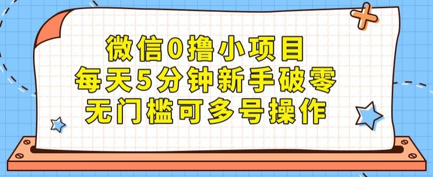 微信0撸小项目，每天5分钟新手破零，无门槛可多号操作-识享社