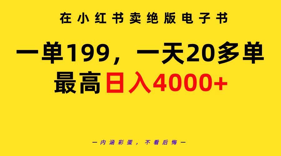 (9401期)在小红书卖绝版电子书，一单199 一天最多搞20多单，最高日入4000+教程+资料-识享社