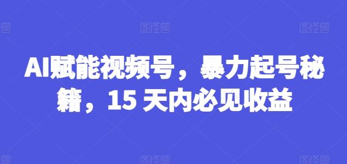 AI赋能视频号，暴力起号秘籍，15 天内必见收益【揭秘】-识享社