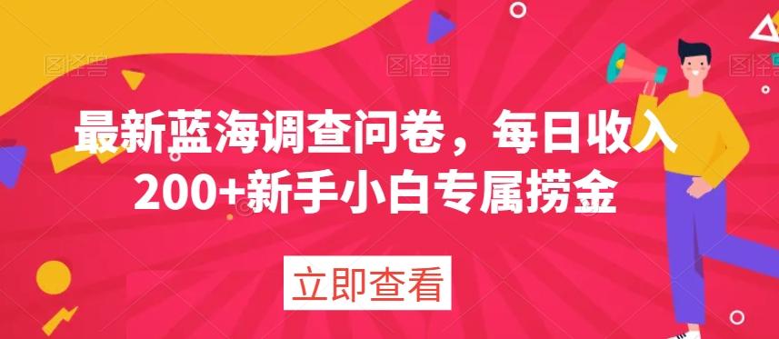 最新蓝海调查问卷,每日收入200+新手小白专属捞金