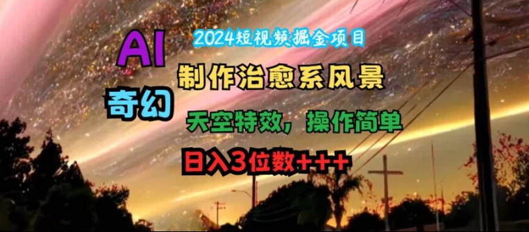 2024短视频掘金项目，AI制作治愈系风景，奇幻天空特效，操作简单，日入3位数【揭秘】-识享社