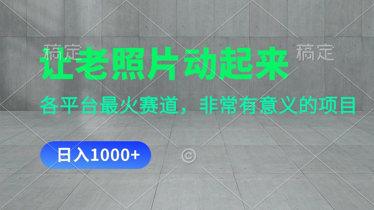 让老照片动起来，一天变现1000+，各平台最火赛道，看完就会-识享社