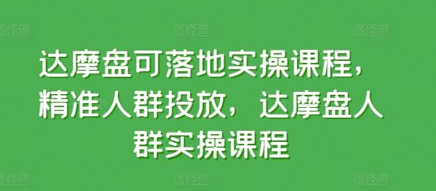 达摩盘可落地实操课程，精准人群投放，达摩盘人群实操课程-识享社