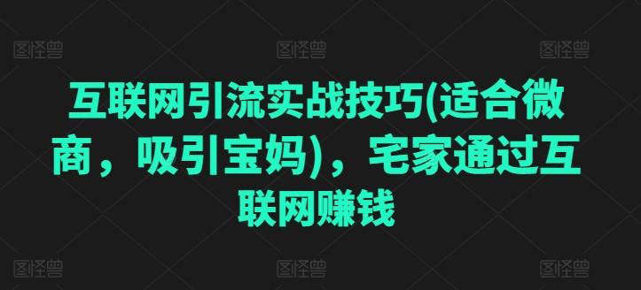 互联网引流实战技巧(适合微商,吸引宝妈),宅家通过互联网赚钱-识享社