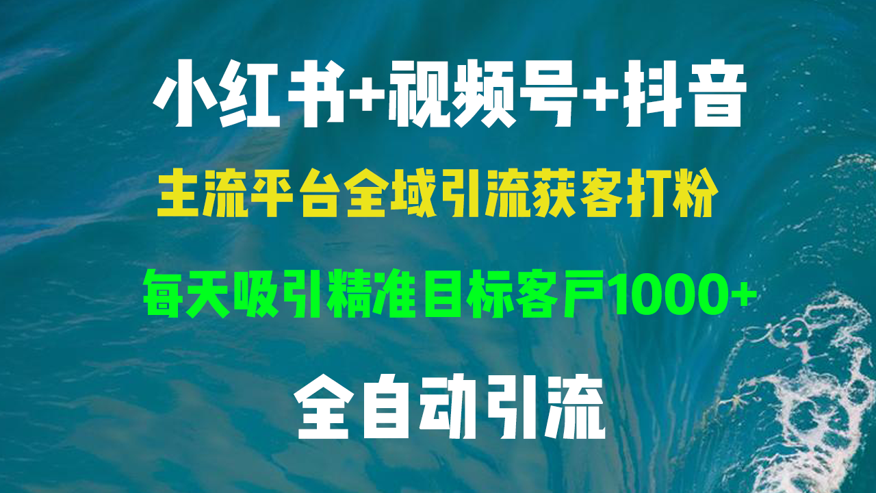 小红书,视频号,抖音主流平台全域引流获客打粉,每天吸引精准目标客户...-识享社