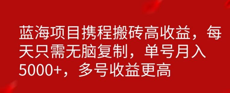 携程搬砖项目，只需每天无脑复制，月入5000+-识享社