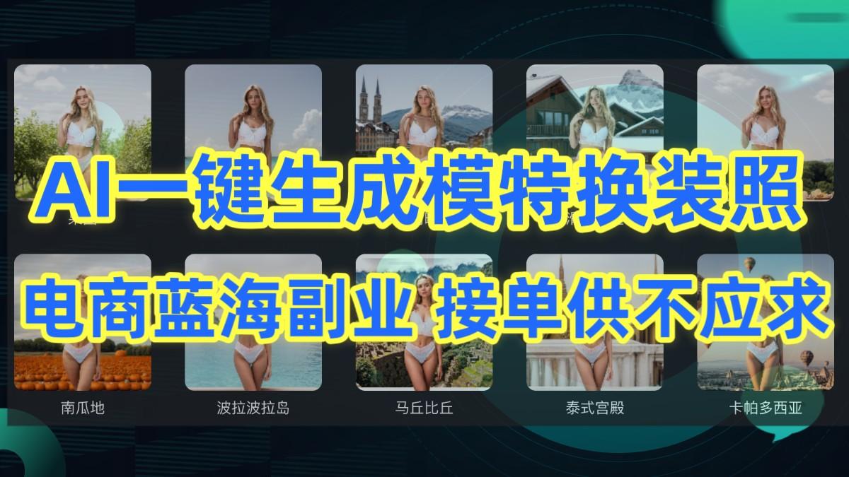 AI制作一键生成模特换装照,电商蓝海副业,接单供不应求-识享社