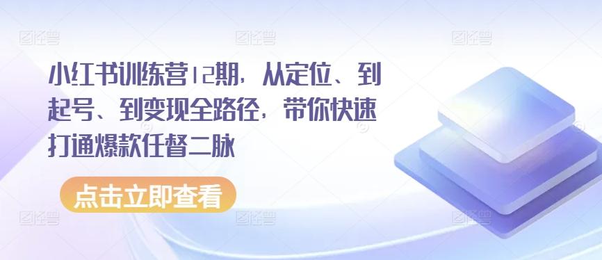 小红书训练营12期，从定位、到起号、到变现全路径，带你快速打通爆款任督二脉-识享社