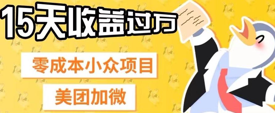 零成本小众项目，美团加微，一单4.5+，15天已经有人赚上万收益-识享社