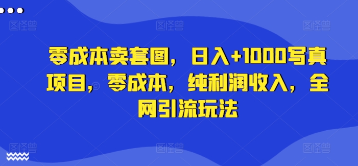 零成本卖套图,日入+1000写真项目,零成本,纯利润收入,全网引流玩法-识享社
