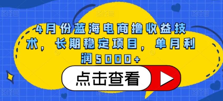 4月份蓝海电商撸收益技术，长期稳定项目，单月利润5000+【揭秘】-识享社
