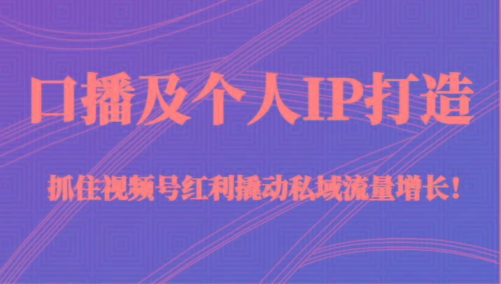 口播及个人IP打造，抓住视频号红利撬动私域流量增长！（45节课）-识享社