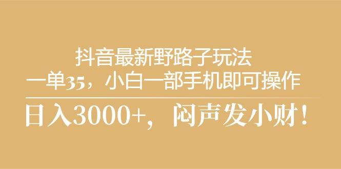 抖音最新野路子玩法，一单35，小白一部手机即可操作，，日入3000+，闷…-识享社