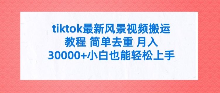 tiktok最新风景视频搬运教程 简单去重 月入3W+小白也能轻松上手【揭秘】-识享社