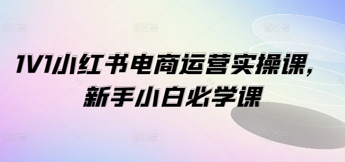 1V1小红书电商运营实操课，新手小白必学课-识享社