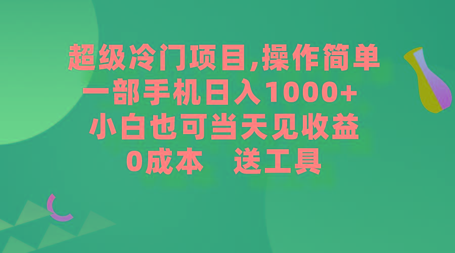 (9291期)超级冷门项目,操作简单，一部手机轻松日入1000+，小白也可当天看见收益-识享社