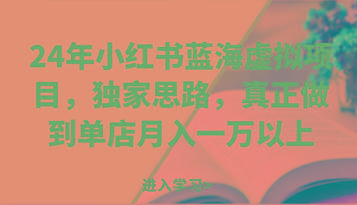 24年小红书蓝海虚拟项目，独家思路，真正做到单店月入一万以上。-识享社