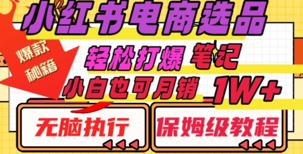 小红书电商爆款选品秘籍，帮你轻松打爆笔记，小白也可轻松月销10000+-识享社