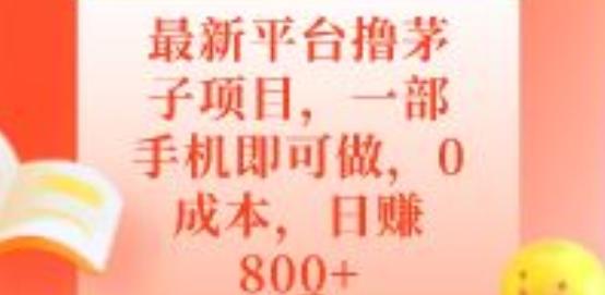最新平台撸茅子项目，一部手机即可做，0成本，日赚800+-识享社