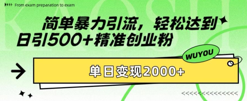简单暴力引流,轻松达到日引500+精准创业粉,单日变现2k【揭秘】-识享社