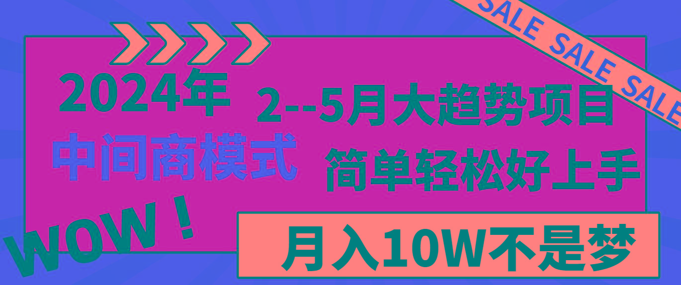 2024年2–5月大趋势项目，利用中间商模式，简单轻松好上手，轻松月入10W…-识享社