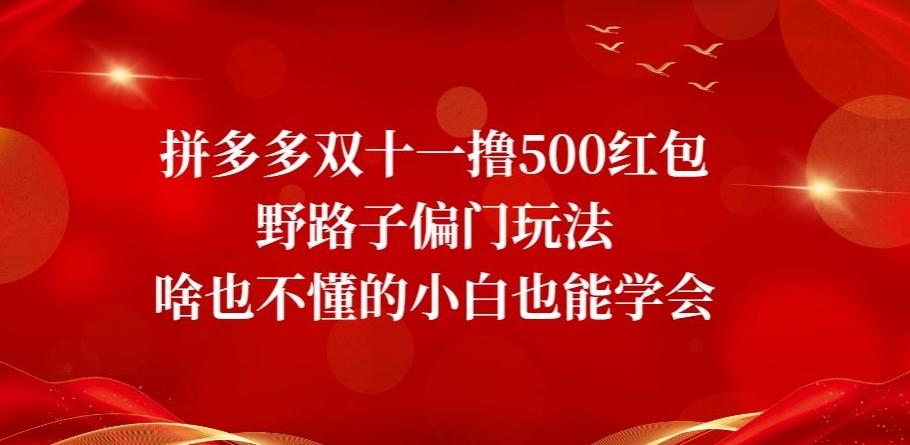 拼多多双十一撸500红包野路子偏门玩法,啥也不懂的小白也能学会【揭秘】-识享社