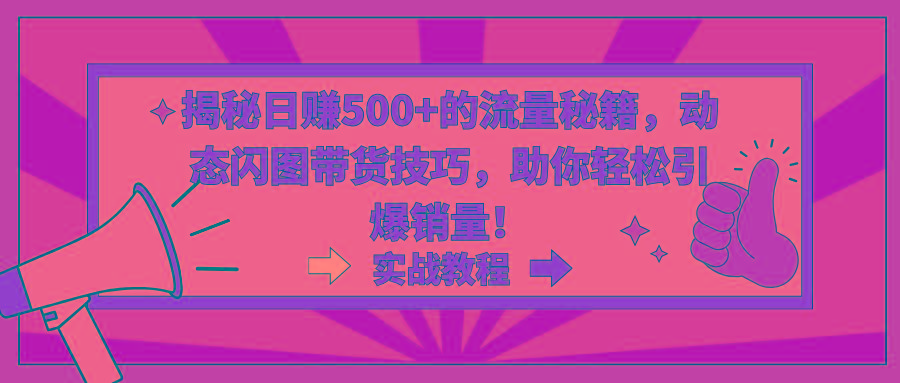 揭秘日赚500+的流量秘籍，动态闪图带货技巧，助你轻松引爆销量！-识享社